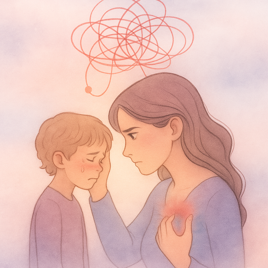 Mãe e filho conectados emocionalmente